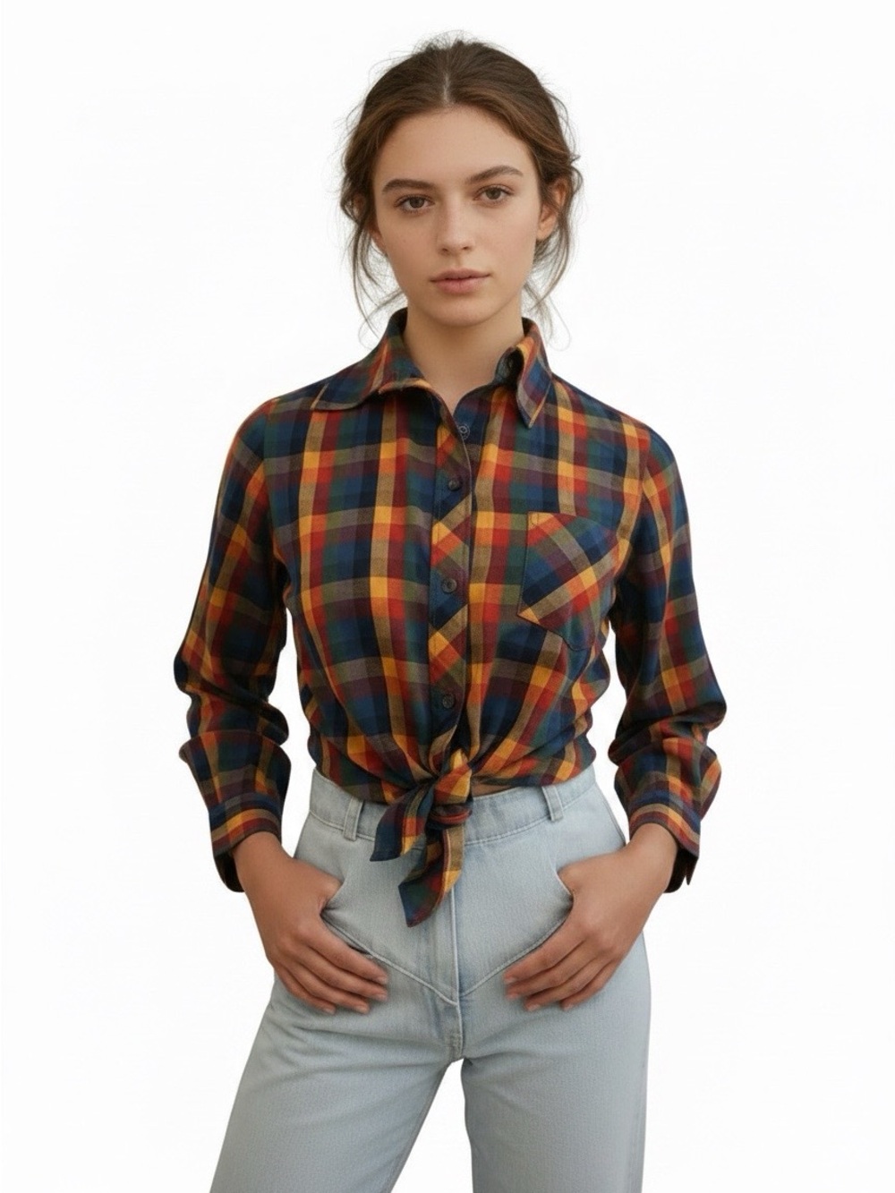 Vintage Plaid Button-Up Shirt